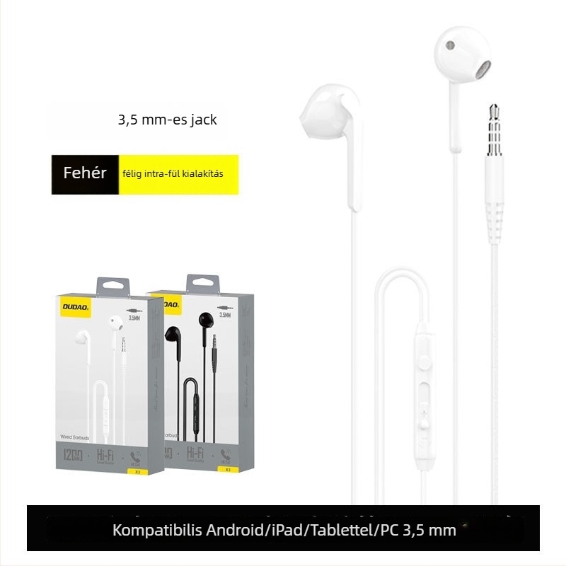 X3C vezetékes fülhallgató Type-C, 15 mm meghajtó, beépített mikrofon, 1,2 m kábel, vonali vezérlő
