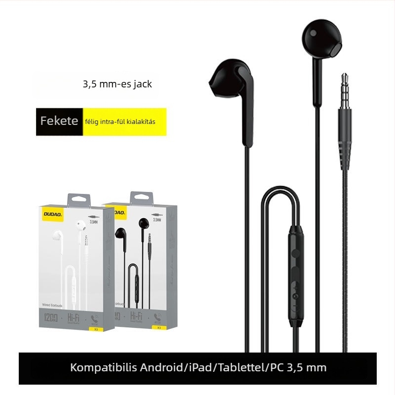 X3C vezetékes fülhallgató Type-C, 15 mm meghajtó, beépített mikrofon, 1,2 m kábel, vonali vezérlő