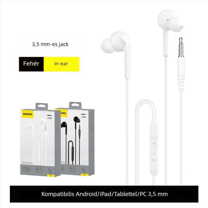 X3C vezetékes fülhallgató Type-C, 15 mm meghajtó, beépített mikrofon, 1,2 m kábel, vonali vezérlő