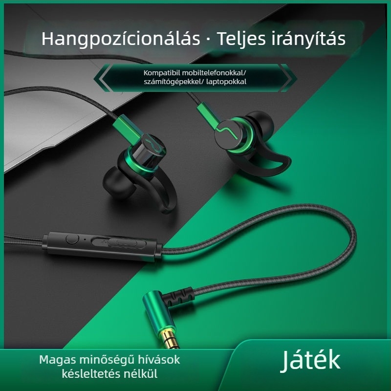 Vezetékes Type-C fejhallgató íves csatlakozóval, fülben illeszkedő, kompatibilis Oppo/Huawei