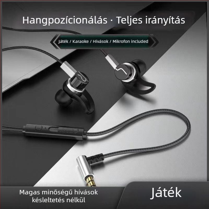 Vezetékes Type-C fejhallgató íves csatlakozóval, fülben illeszkedő, kompatibilis Oppo/Huawei