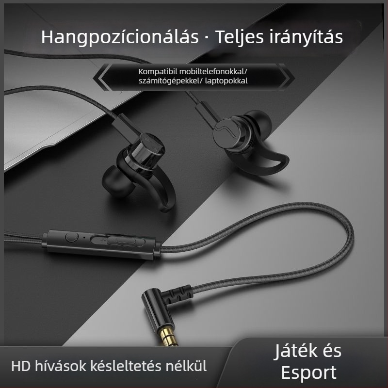 Vezetékes Type-C fejhallgató íves csatlakozóval, fülben illeszkedő, kompatibilis Oppo/Huawei
