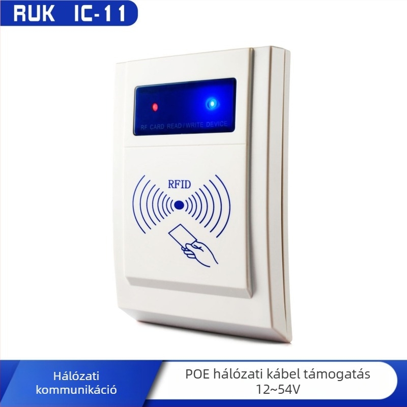 IC-11 Nélküli érintkezéses IC kártyaolvasó, 13,56 MHz, olvasási idő 0,08 s, PoE vagy DC 9–54 V tápegység, UDP/TCP/HTTP/MQTT