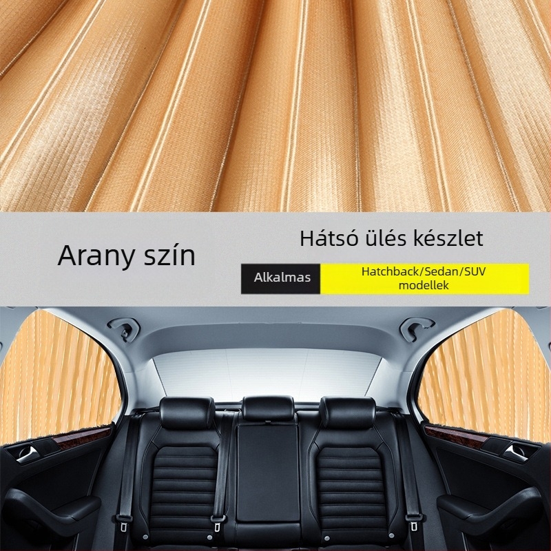 Autóablak árnyékoló függöny, nylon háló, tömör átlátszatlan, sínrendszer, mágneses, automatikus teleszkópos