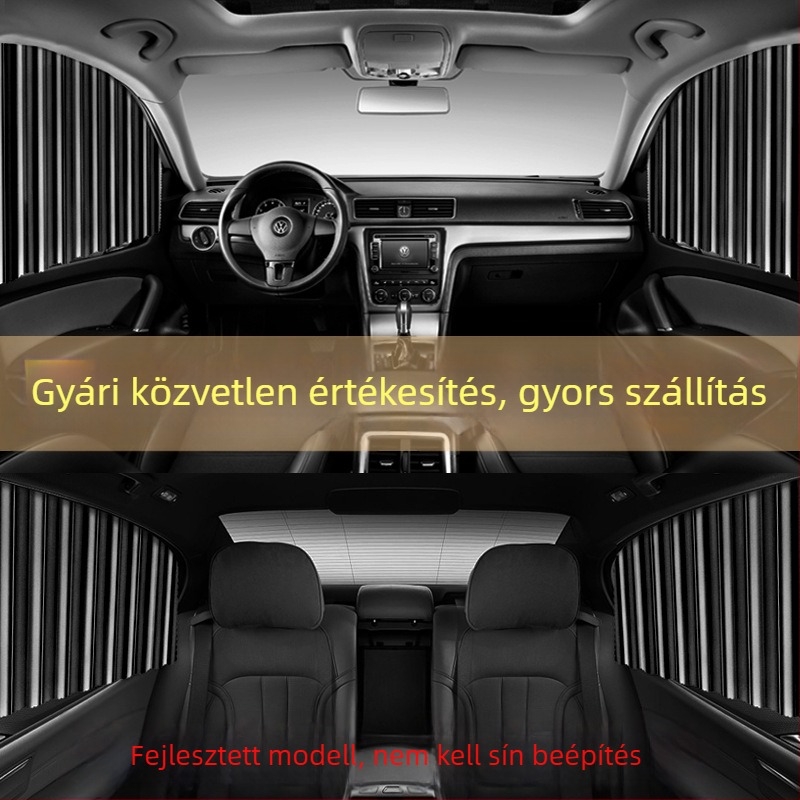 Autóablak napellenző mágneses rögzítéssel, kihúzható textil, egyszínű dizájn, logónyomtatás és licencelhető magáncímke