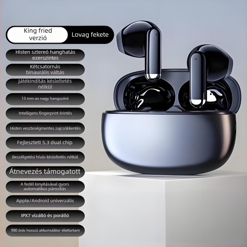 Vezeték nélküli in-ear fejhallgató digitális zajcsökkentéssel, Bluetooth 5.0, digitális kijelző, akár 4 óra üzemidő, 10 m hatótávolság