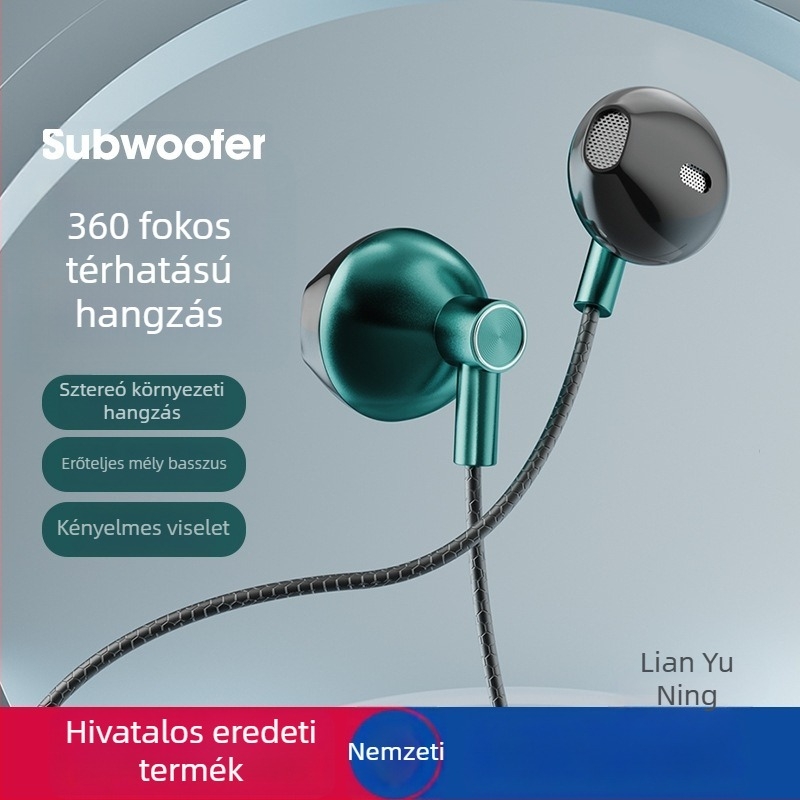 Vezetékes fülhallgató Huawei, Xiaomi és Android számára – fél-in-ear illesztés, L-alakú csatlakozó, játék fejhallgató
