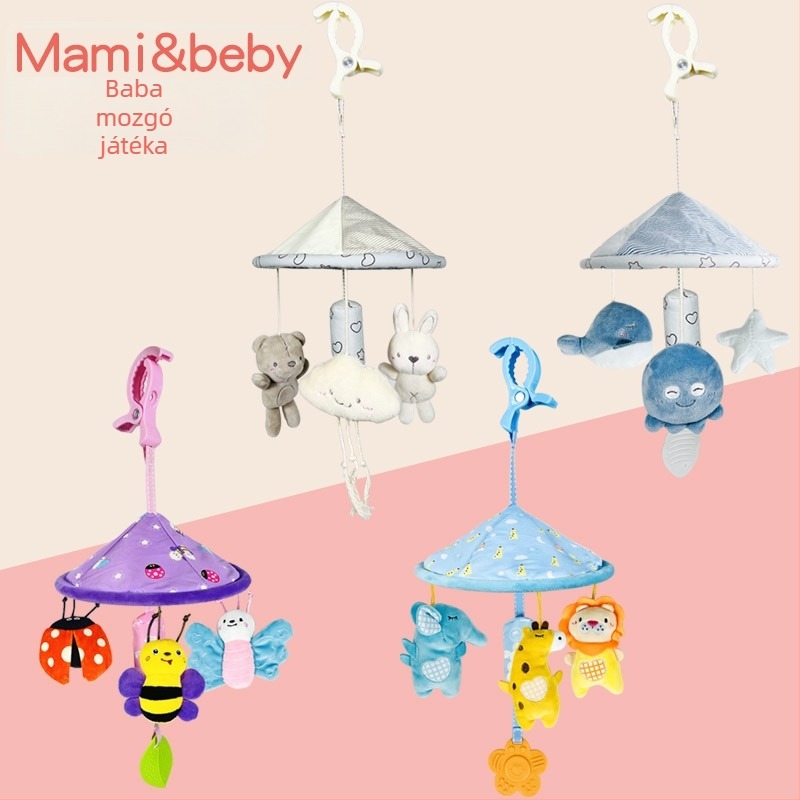 Plüss lógó bébi játék bölcsőhöz és babakocsihoz – Medve és Nyúl, Óceániai– Európai kiadás, 0–3 éveseknek, 3C plüss játék