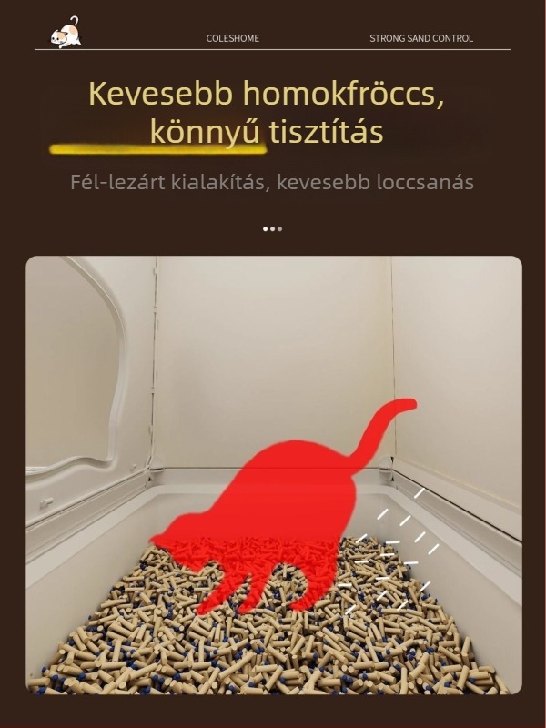 Macskaalom szekrény, folyosó típusú fröccsenés elleni, félig zárt kivitel, PVC anyag