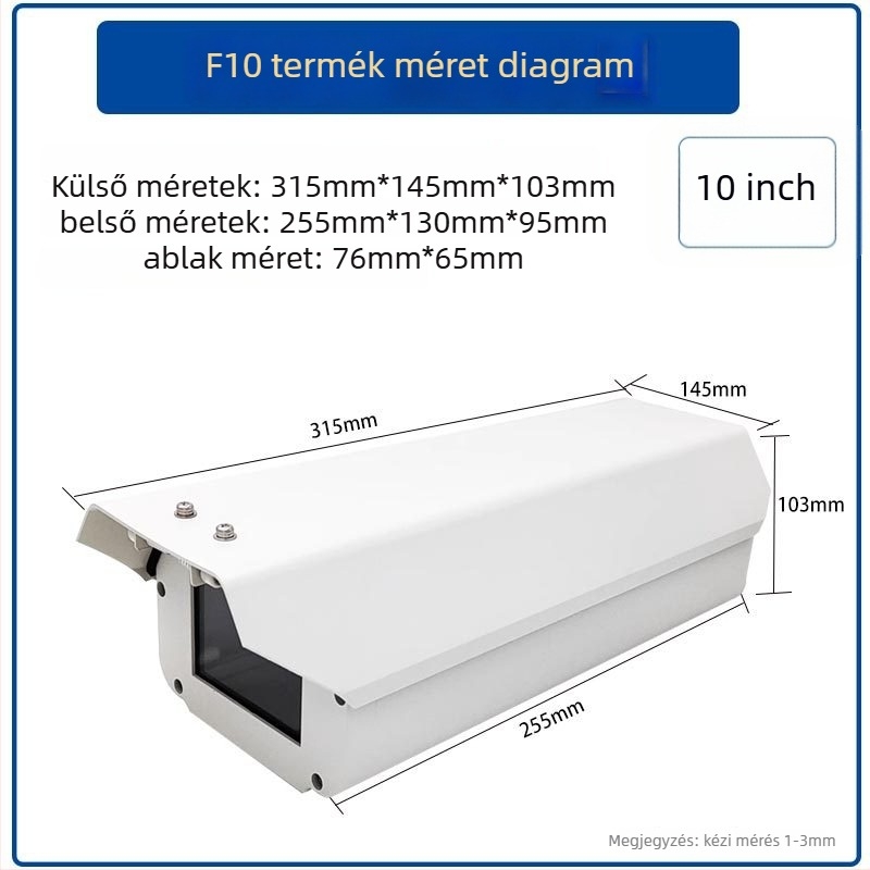 F08 alumíniumötvözetből készült kuboid kameraház, táblafelismerésre, kültéri felhelyezés, eső- és porálló védőfedél