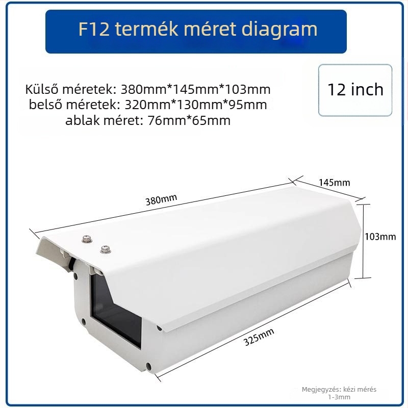 F08 alumíniumötvözetből készült kuboid kameraház, táblafelismerésre, kültéri felhelyezés, eső- és porálló védőfedél