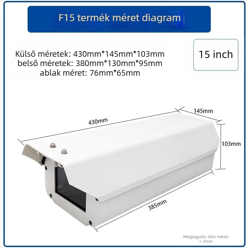 F08 alumíniumötvözetből készült kuboid kameraház, táblafelismerésre, kültéri felhelyezés, eső- és porálló védőfedél