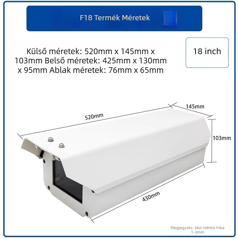 F08 alumíniumötvözetből készült kuboid kameraház, táblafelismerésre, kültéri felhelyezés, eső- és porálló védőfedél