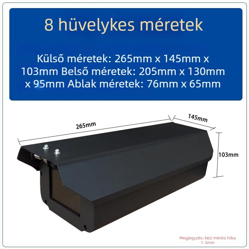 F08 alumíniumötvözetből készült kuboid kameraház, táblafelismerésre, kültéri felhelyezés, eső- és porálló védőfedél