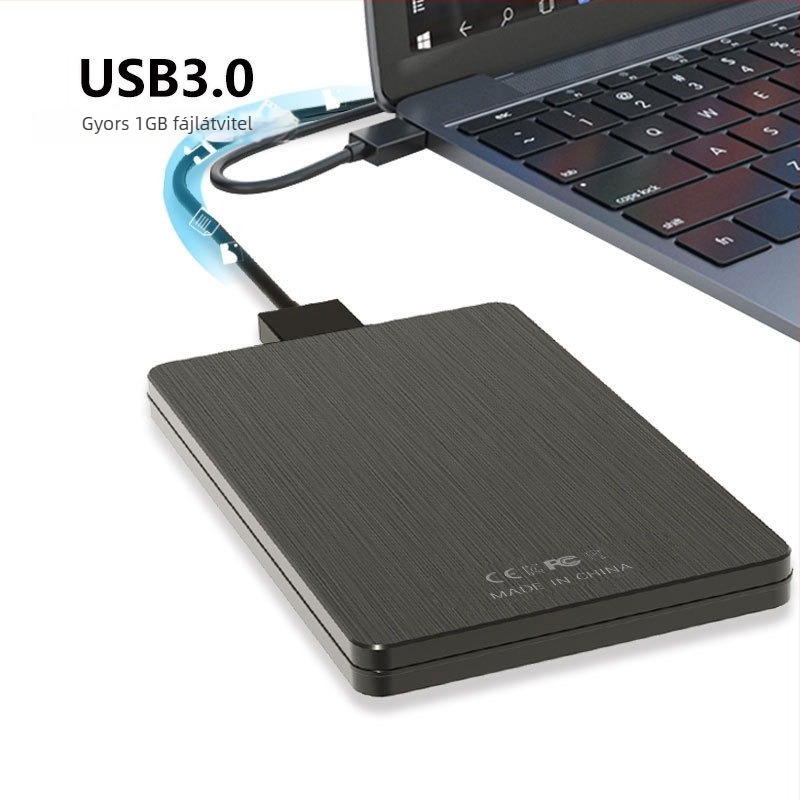 2,5-ös hüvelykes alumínium ötvözet USB 3.0/3.1 SATA merevlemez ház, támogatja a 2TB/3TB/4TB kapacitást, átviteli sebesség akár 6 Gbps