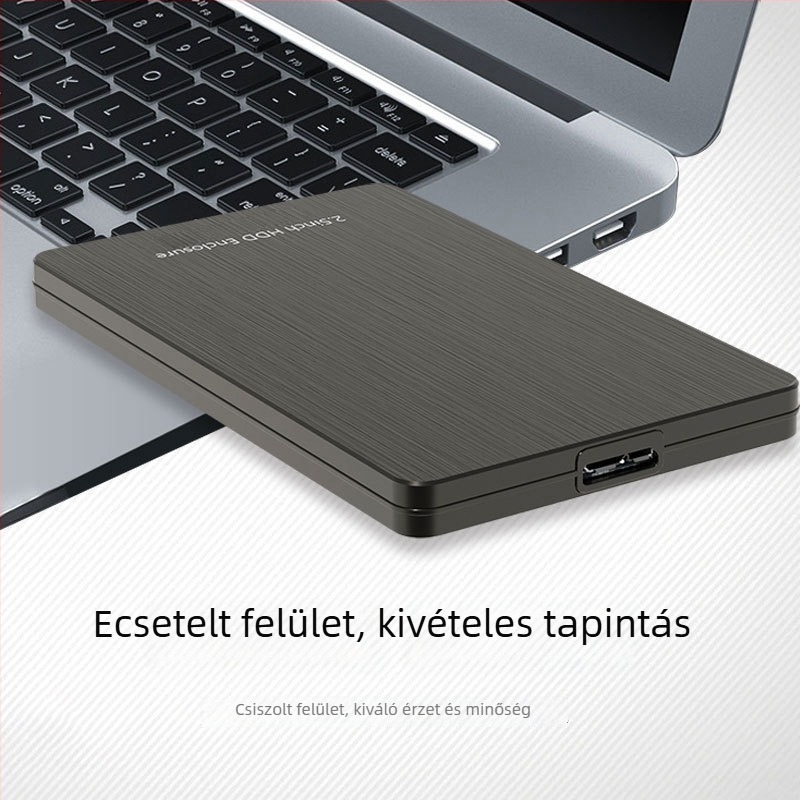 2,5-ös hüvelykes alumínium ötvözet USB 3.0/3.1 SATA merevlemez ház, támogatja a 2TB/3TB/4TB kapacitást, átviteli sebesség akár 6 Gbps