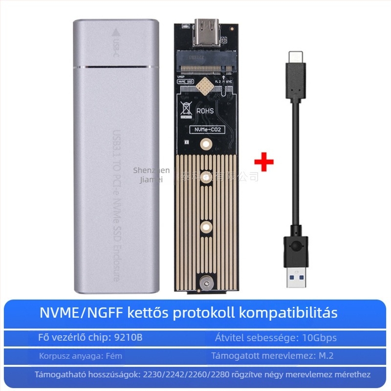 Nothing MCA3512 USB 3.1 Type-C M.2 NVMe/NGFF külső SSD tok Gen2, NVMe/AHCI kettős protokollal, akár 4 TB-ig, 10 Gbps