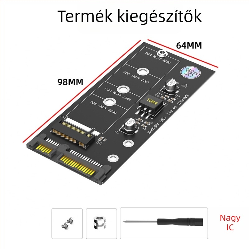 LCCT 23HD18-RTK MSATA NGFF to SATA3 külső SSD-ház, M.2 SATA protokoll adapter, anyag alumíniumötvözet + ABS, SATA 3.0 interfész, 6 Gbps