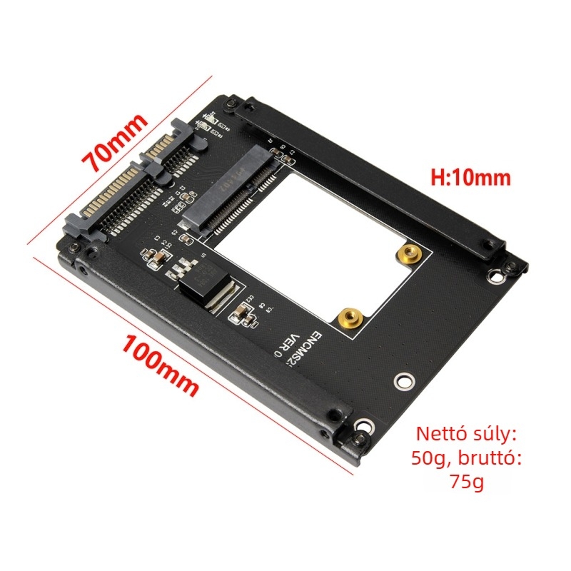 LCCT 23HD18-RTK MSATA NGFF to SATA3 külső SSD-ház, M.2 SATA protokoll adapter, anyag alumíniumötvözet + ABS, SATA 3.0 interfész, 6 Gbps