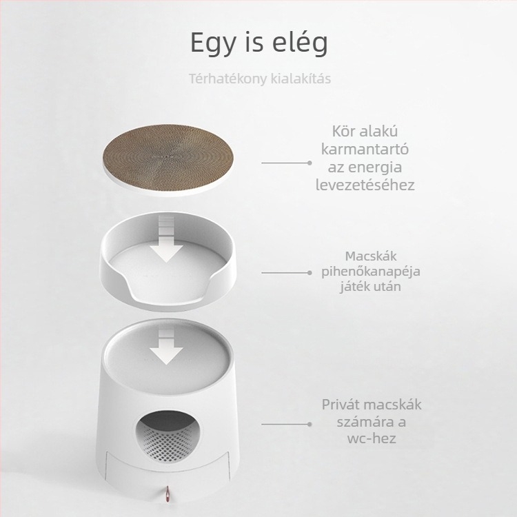 Macskaalomtál félig zárt fiókos dizájnnal – kastély és odú kombináció (Anyag: ABS műanyag; Márka: MAYITWILL/meter tail; Cél: macskák)