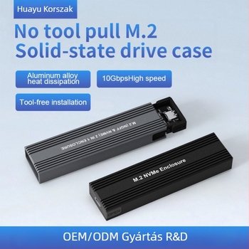 Külső M.2 NVMe/NGFF SSD tok kettős protokollal USB-C 3, HY217, magnézium-ötvözetes burkolat, akár 4TB-ig támogatott, 10 Gb/s átviteli sebesség