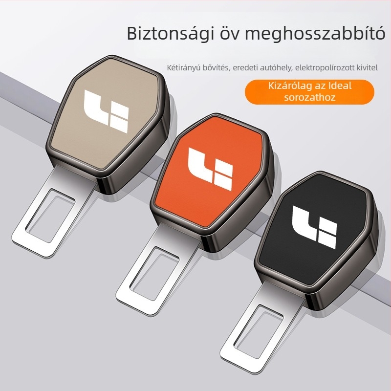 Biztonsági öv csat hosszabbító, villás fej, fém, autó belső dekoráció, modell L7L8L9L6