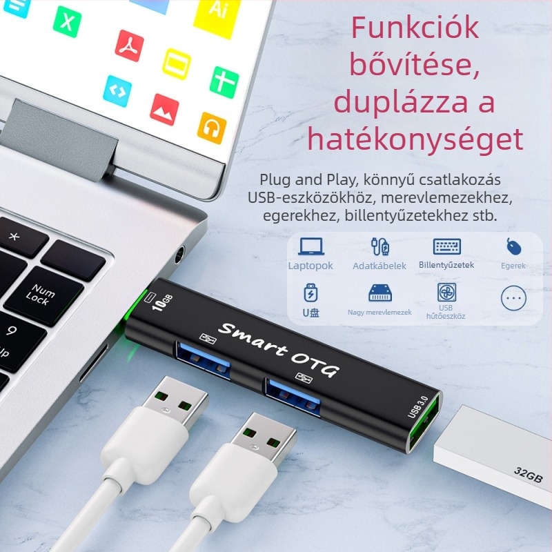 Jaya 319 USB-C hub 1 bemenet, 3 kimenet, 10Gbps, tápellátás nélkül