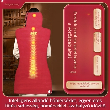 Kocka alakú vörösbabos melegítő párna teljes testre gyógyító terápiához – elektromos fűtés, 100W, 220V/50Hz, 30–80°C hőmérséklet-tartomány, 10 szintes szabályzás, len anyag, CCC tanúsítvány