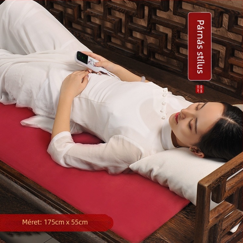 Kocka alakú vörösbabos melegítő párna teljes testre gyógyító terápiához – elektromos fűtés, 100W, 220V/50Hz, 30–80°C hőmérséklet-tartomány, 10 szintes szabályzás, len anyag, CCC tanúsítvány