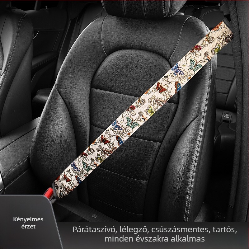Autóöv vállvédő — len anyagú, rajzfilmszerű stílus, Hand in Hand, modell 001