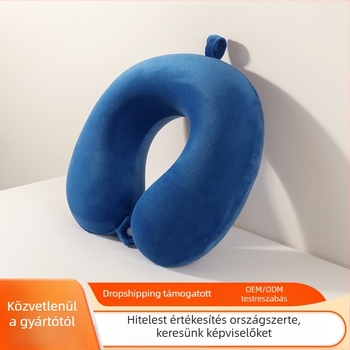 Memóriahabú U-alakú nyakpárna utazáshoz és irodába, plüss anyaggal, hordozható