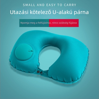 U-alakú nyakpárna utazáshoz, hordozható, összecsukható, bolyhos felülettel