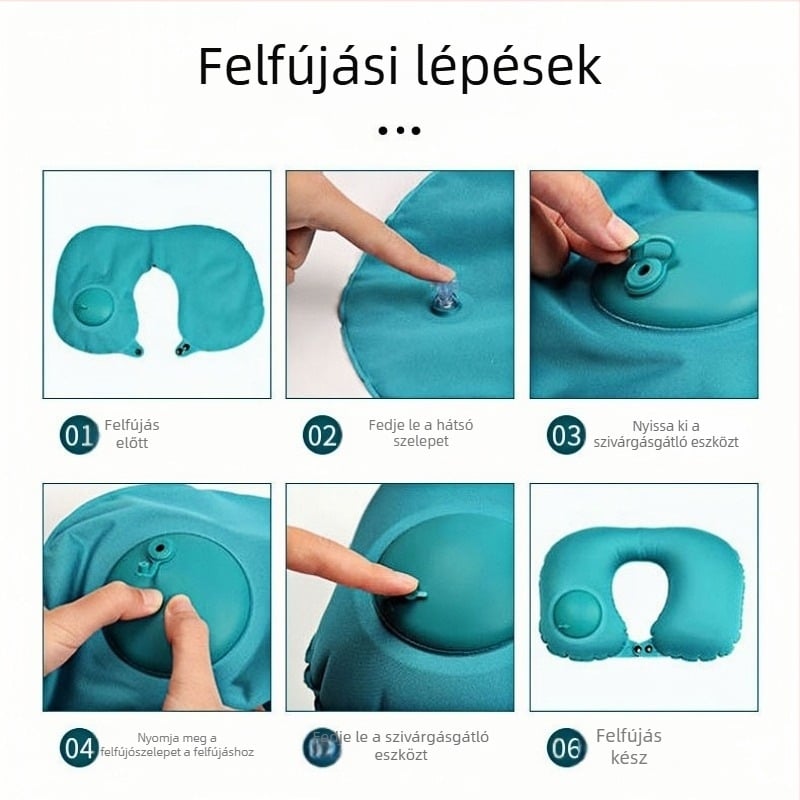U-alakú nyakpárna utazáshoz, hordozható, összecsukható, bolyhos felülettel