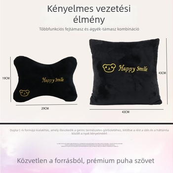 Autófej- és deréktámasz párna készlet kristály bársony külsővel, PP gyapot töltettel, rajzfilm állat mintával, minden évszakban használható, kompatibil minden autómárkával