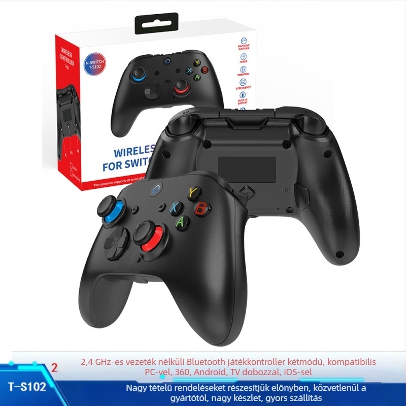 TGZ T-S102 Vezeték nélküli játékkontroller – Bluetooth 2.4G kettős mód, Hall trigger, 3D joystick, hat tengelyes mozgás, Type-C interfész