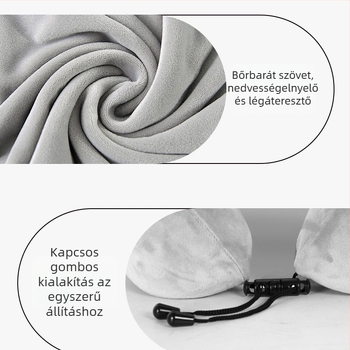 Memóriás hab U‑alakú utazó nyakpárna belsővel, Crystal velúr huzattal, felnőtteknek