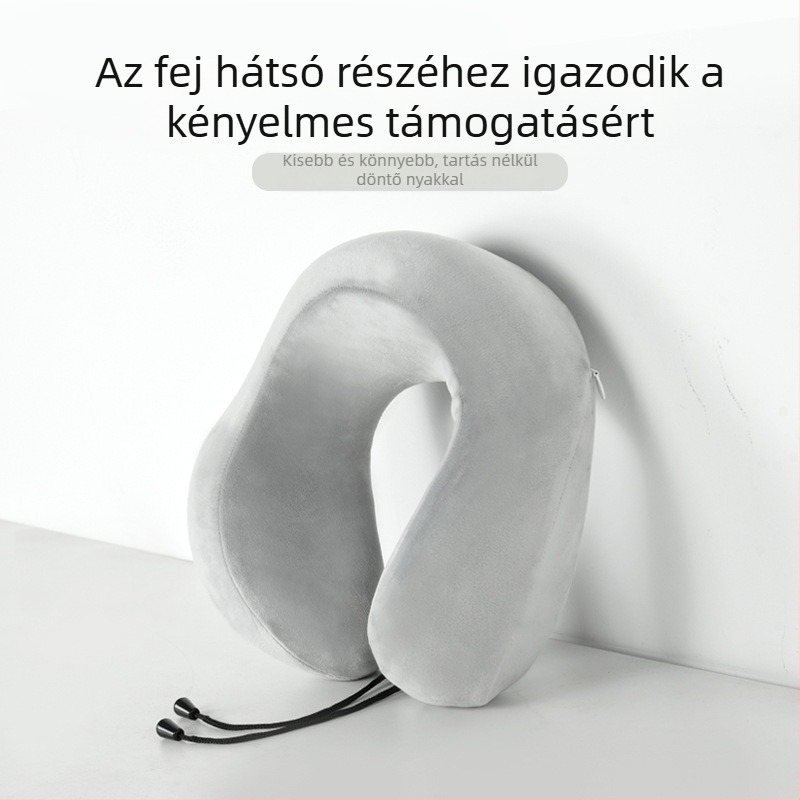 Memóriás hab U‑alakú utazó nyakpárna belsővel, Crystal velúr huzattal, felnőtteknek