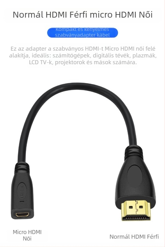 Mini HDMI–ról Micro HDMI-re adapter kábel, aranyozott ötvözet, modell x138, Imison/Emison, számítógépes perifériákhoz