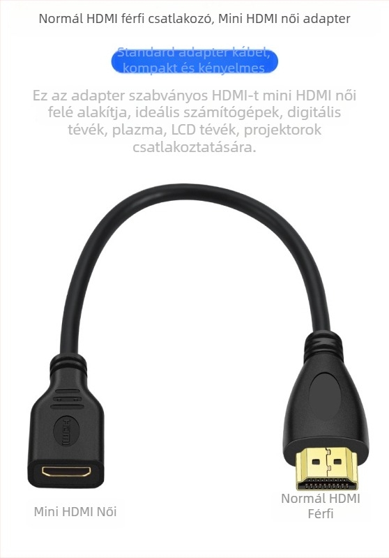 Mini HDMI–ról Micro HDMI-re adapter kábel, aranyozott ötvözet, modell x138, Imison/Emison, számítógépes perifériákhoz