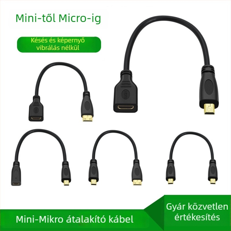 Mini HDMI–ról Micro HDMI-re adapter kábel, aranyozott ötvözet, modell x138, Imison/Emison, számítógépes perifériákhoz