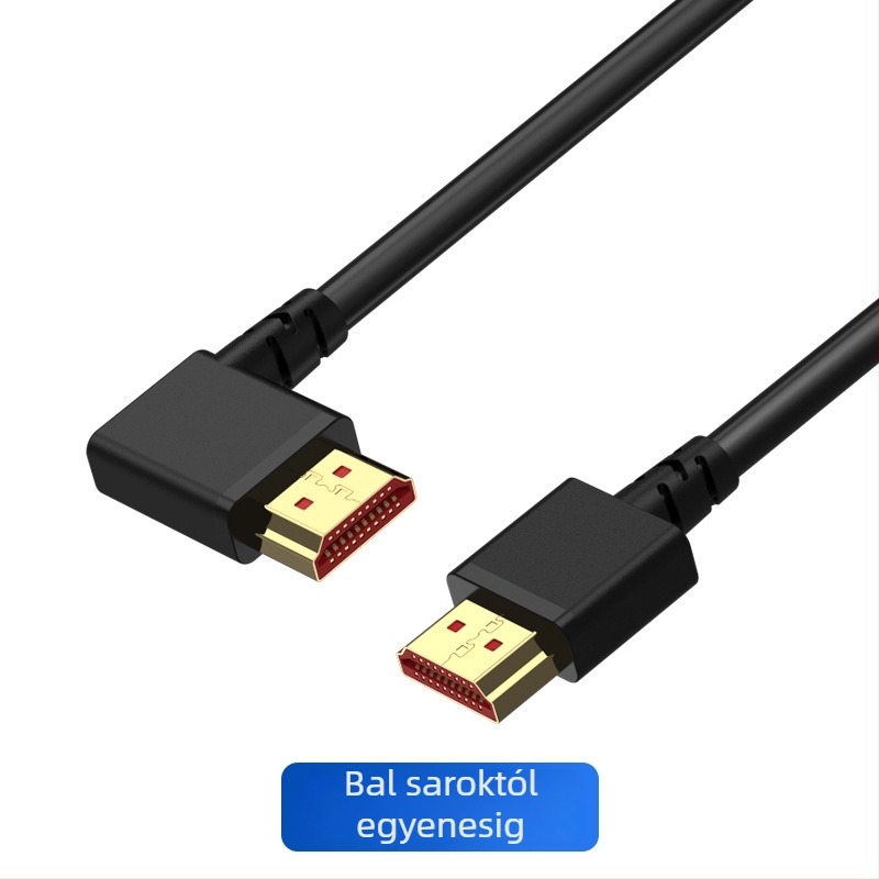 HDMI 2.1 90° kábel színes fonott, rugós kihúzható vezeték, 1 m, 8K videó