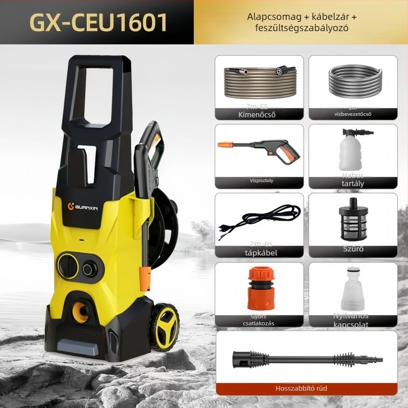 Függőleges autómosó 220V, 1800W, PP ház, AC motor, max nyomás 65 bar, 4-8 L/min áramlás