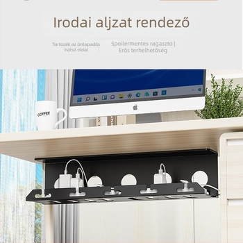 Asztal alatti kábelrendező – Shell Stone, hidegen hengerelt acél, egyszerű tekerőmechanizmus, alkalmas aljzatokhoz és töltőkábelekhez