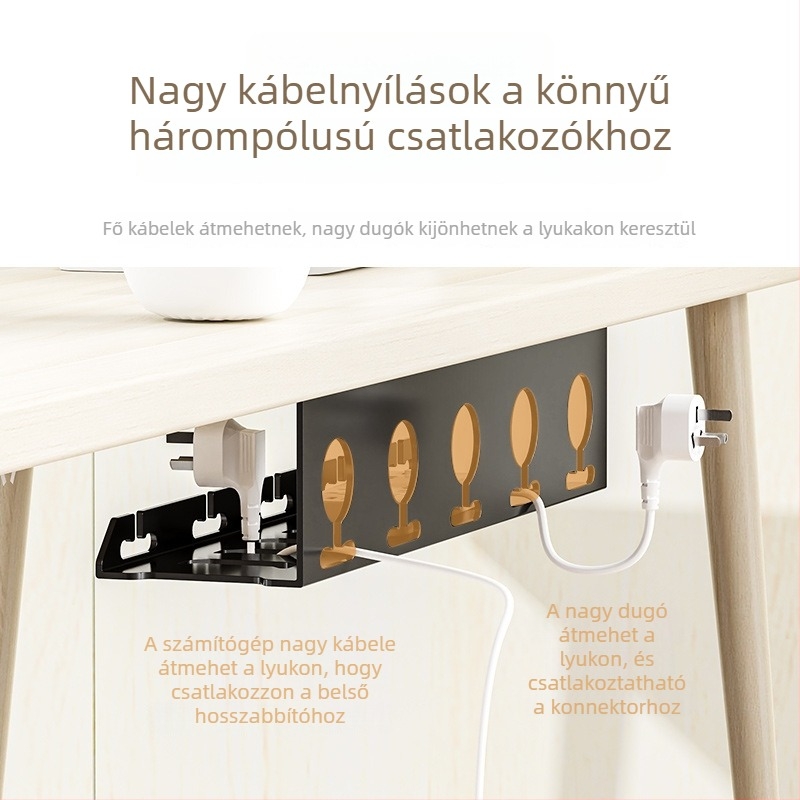 Asztal alatti kábelrendező – Shell Stone, hidegen hengerelt acél, egyszerű tekerőmechanizmus, alkalmas aljzatokhoz és töltőkábelekhez