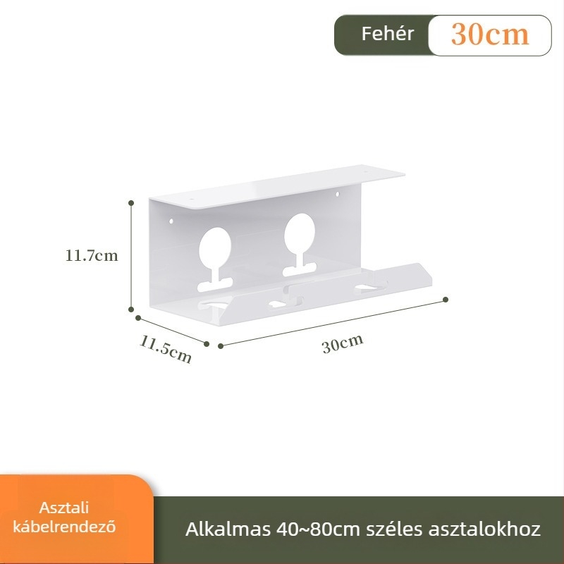 Asztal alatti kábelrendező – Shell Stone, hidegen hengerelt acél, egyszerű tekerőmechanizmus, alkalmas aljzatokhoz és töltőkábelekhez