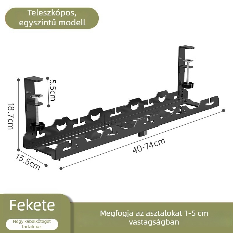 Asztal alatti kábelrendező – Shell Stone, hidegen hengerelt acél, egyszerű tekerőmechanizmus, alkalmas aljzatokhoz és töltőkábelekhez