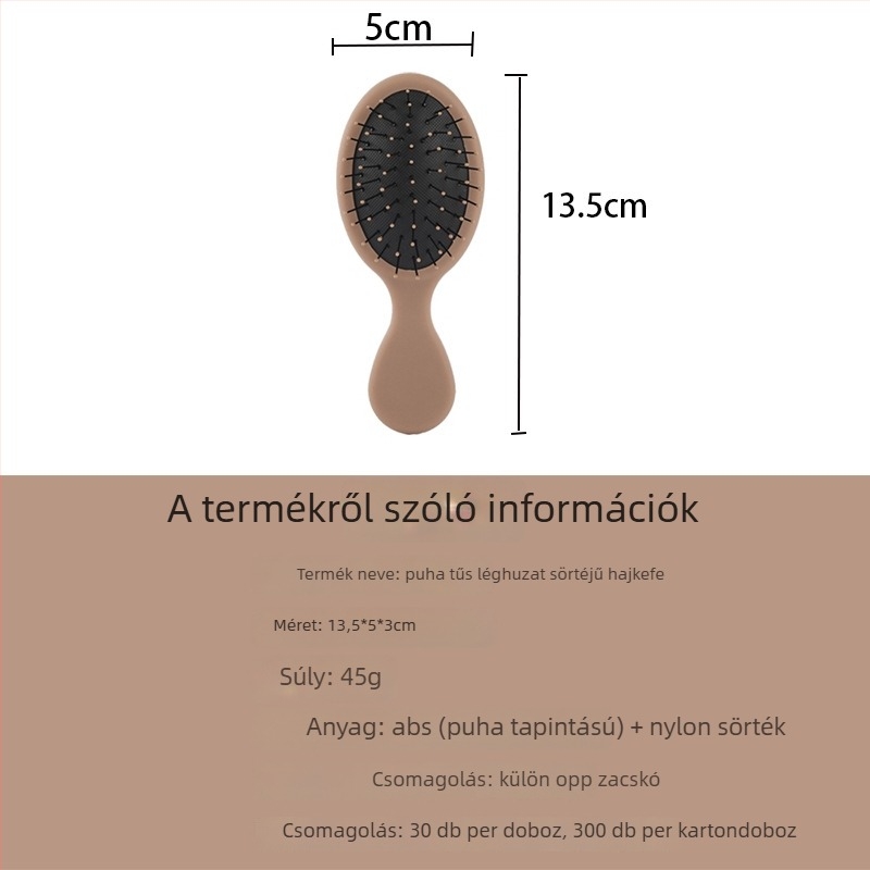 ABS műanyag kisállat fésű sertésszőrrel, anti-statikus, masszázs funkcióval