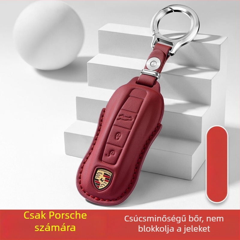 Porsche kulcstartó tok — marhabőr, C.bliss, testreszabható