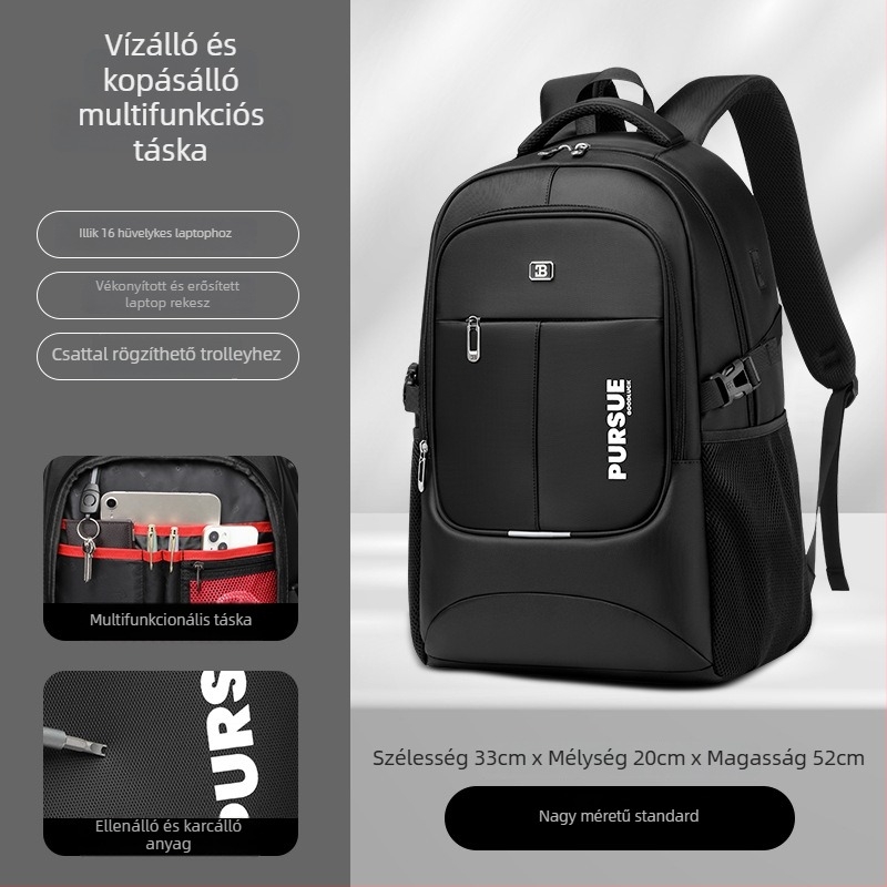 Unisex Oxford hátizsák, 20–35L, 15 hüvelykes laptophoz, vízálló, szabadidős utazáshoz