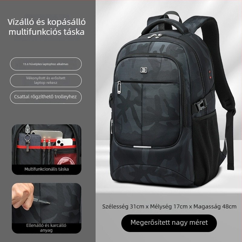 Unisex Oxford hátizsák, 20–35L, 15 hüvelykes laptophoz, vízálló, szabadidős utazáshoz